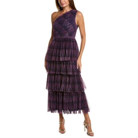 Hutch Xala Purple Tiered Pleated Maxi Dress One Shoulder Size 12 Hutch Xala Purple Tiered Pleated Maxi Dress One Shoulder Size 12